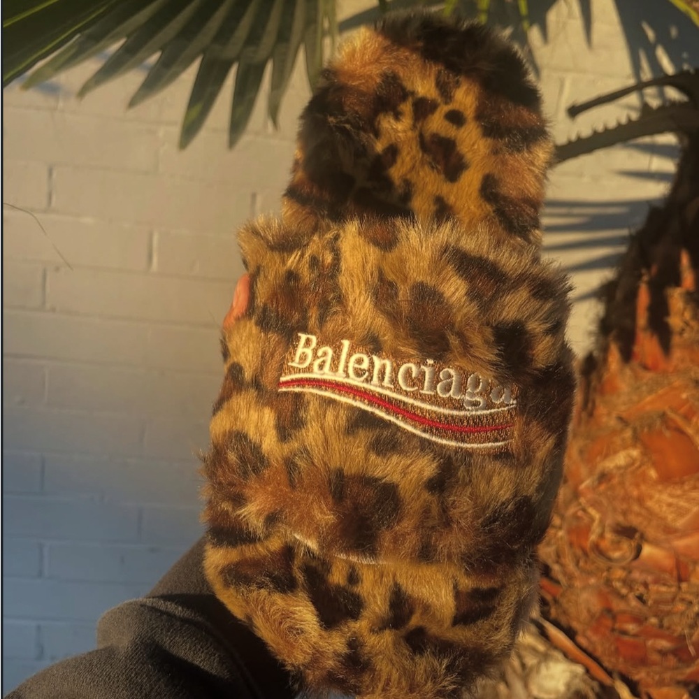 Balenciaga Brown Leopard Print Fur Accessory